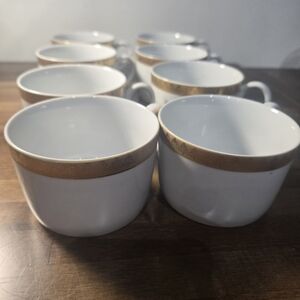 Gabbay QUEEN VICTORIA 8-Cups  Ceramic White Gold Border Trim Set